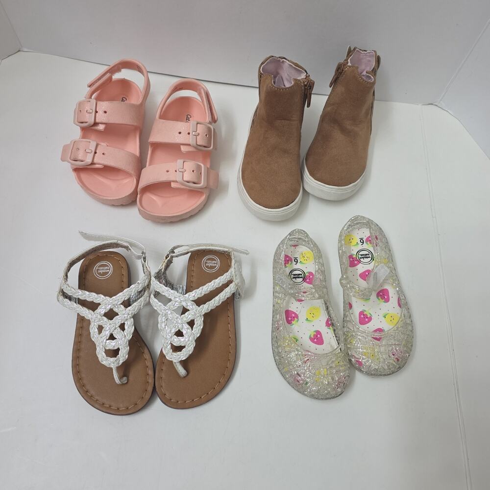 Lot Of 4 Pairs Of Toddler Girls Sz 6 Shoes Sandals + Boots Excellent Condition - Picture 8 of 9